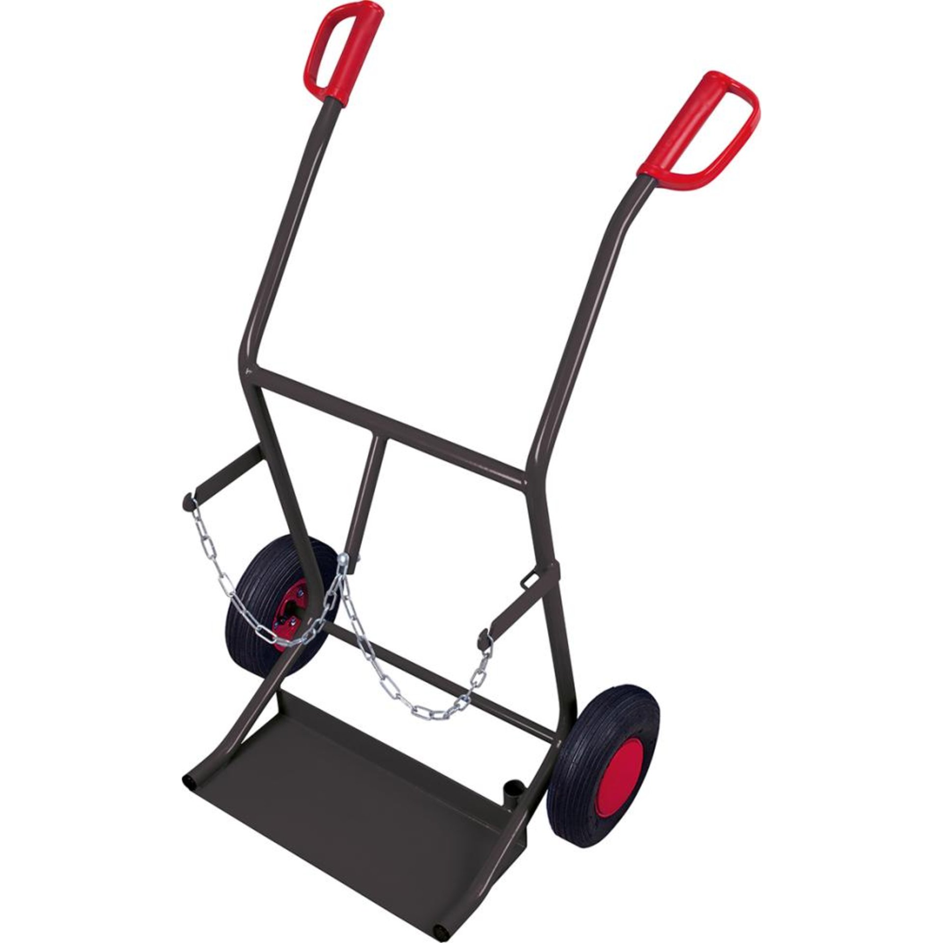Stahlflaschenkarre B710xH1110 mm 2x20 ltr. Luftbereifung Tragkraft 100 kg RAL 7016