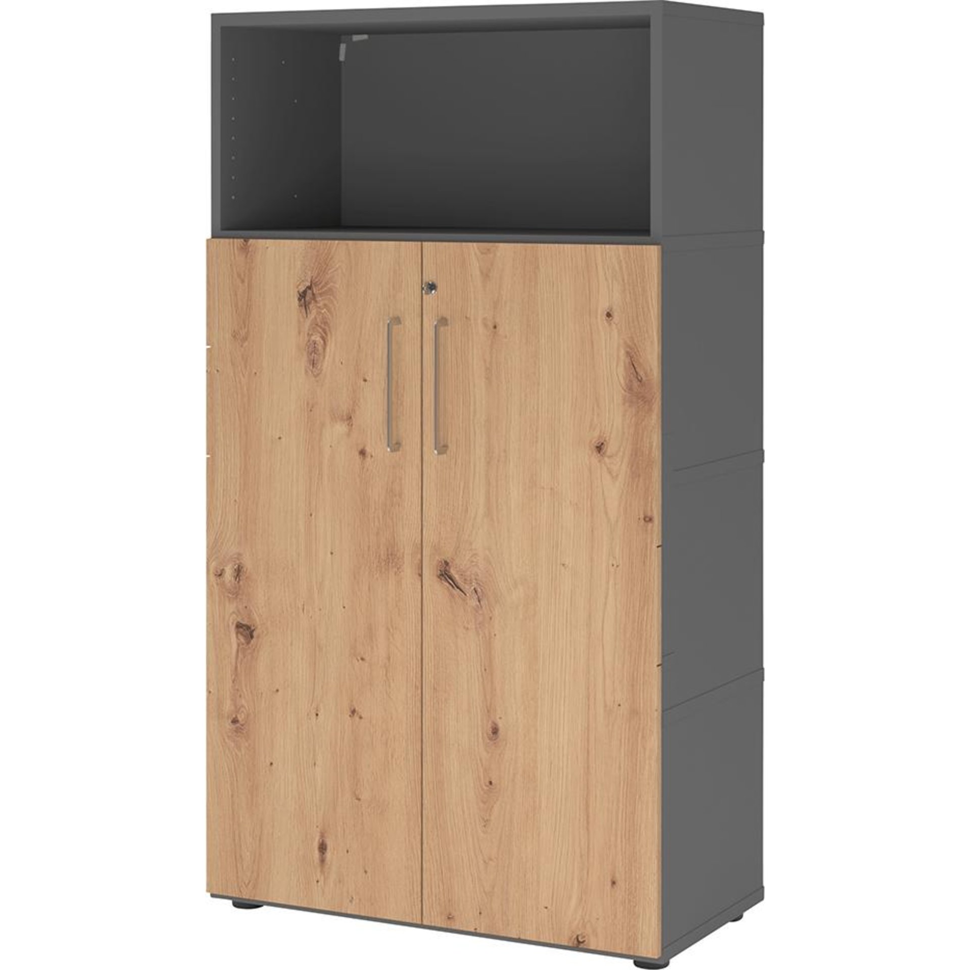 Regal FlexWall VFW48T3KG B800xT400xH1452 mm 3 OH 2 Türen graphit/asteiche