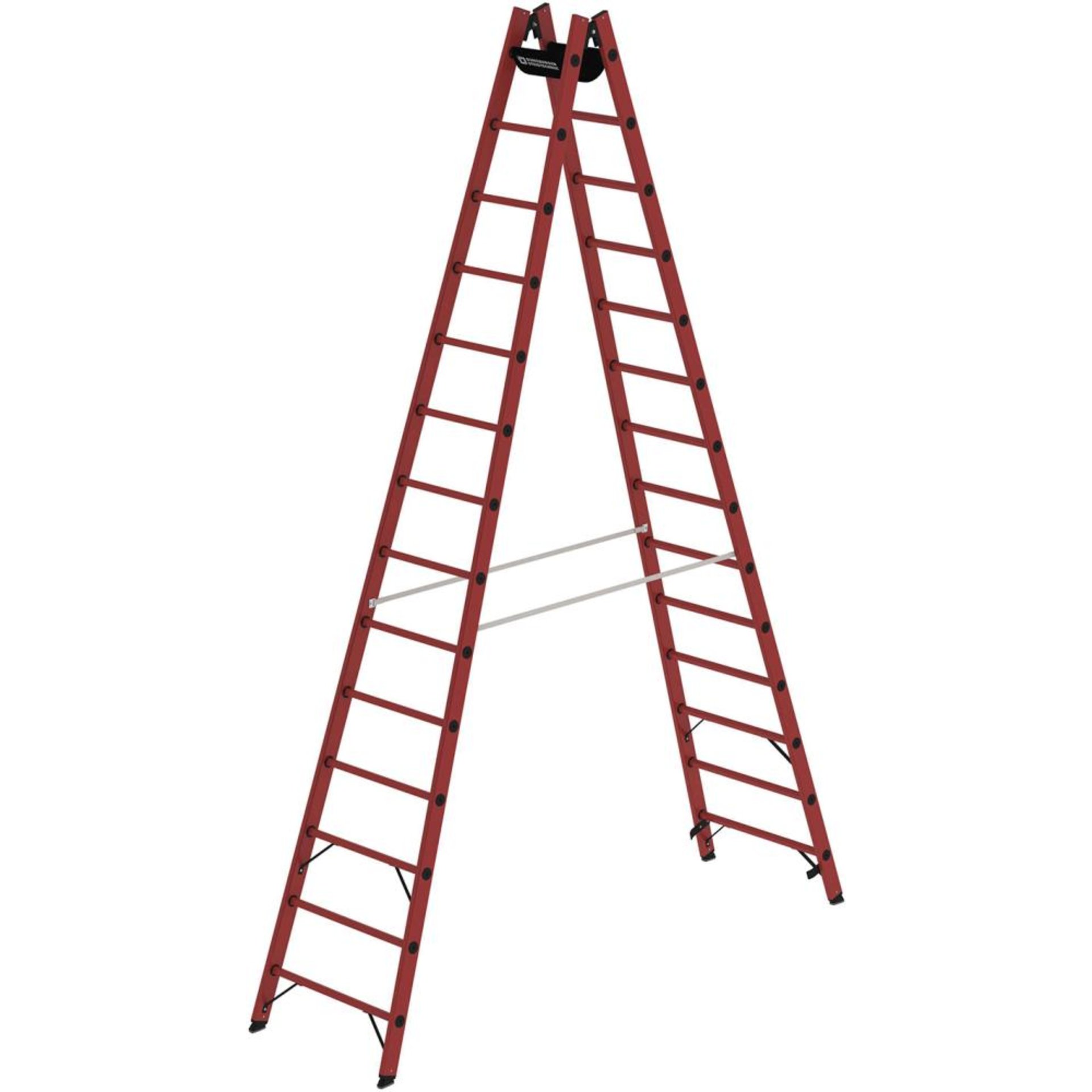 GFK-Stehleiter 2x14 GFK-Sprossen Leiterlänge 4,07 m Arbeitshöhe bis 5,00 m