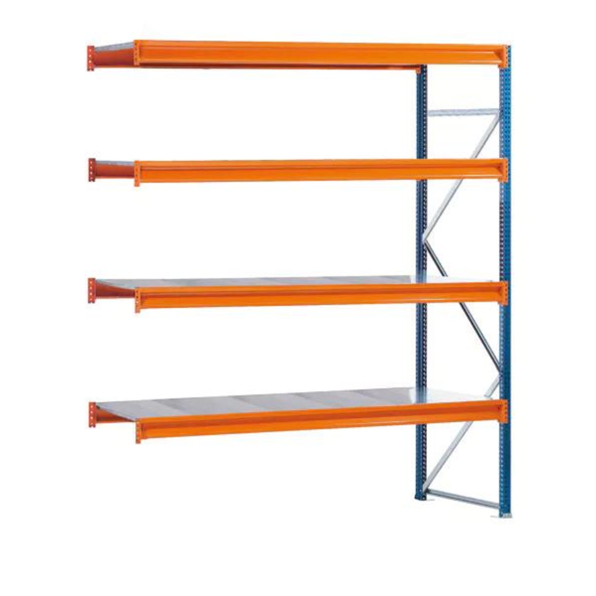 Weitspannregal B2500xT1000xH2500 mm Anbaufeld 4 Stahlböden Fachlast 1050kg