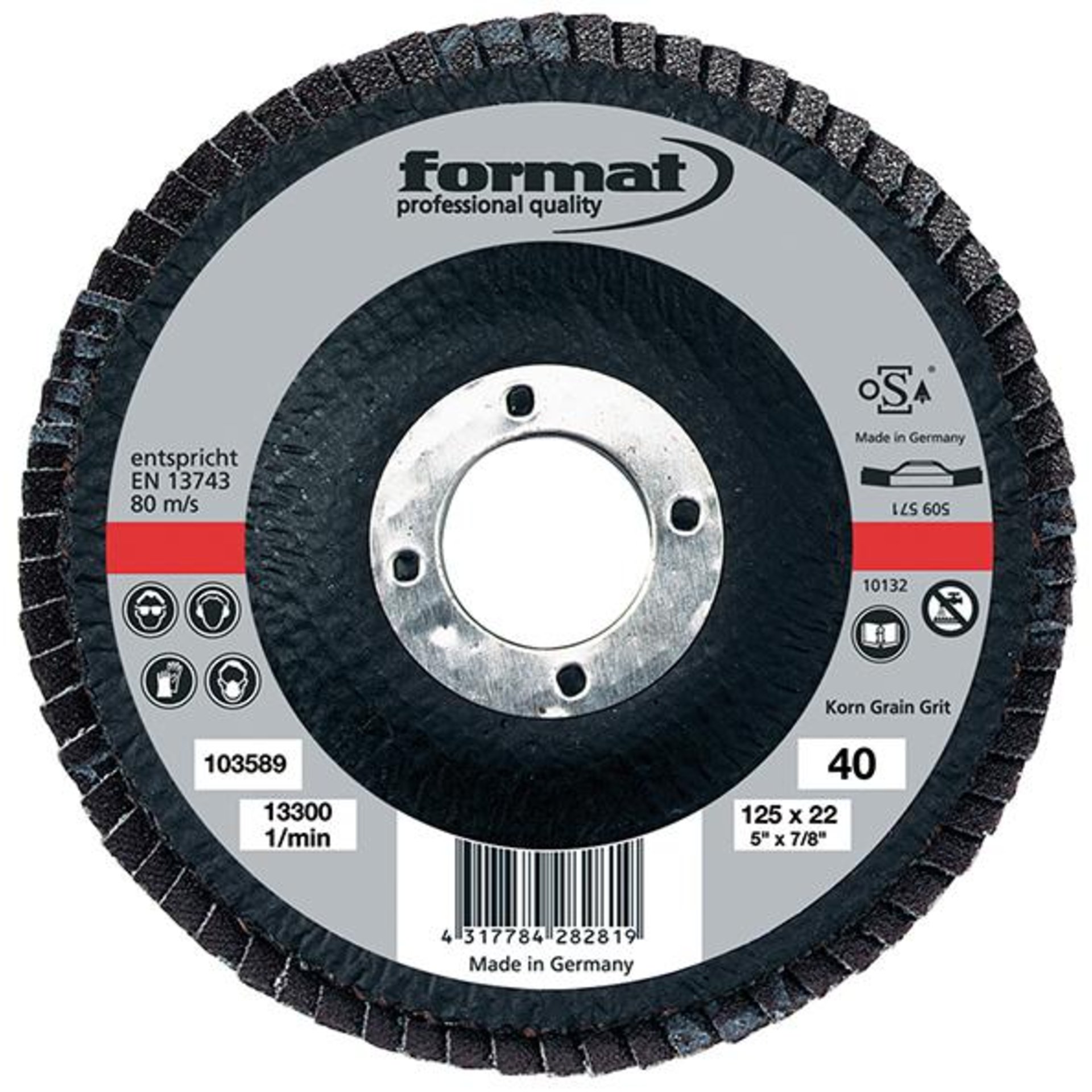 Fächerschleifscheibe, Standard, Ø 125 mm, 6° gewölbt