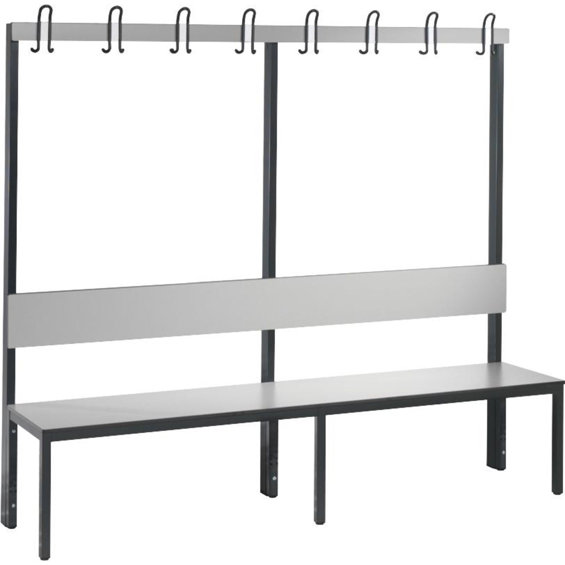 Garderobenbank einseitig B1960xT407xH796 mm RAL 7021/silbergrau ohne Schurost