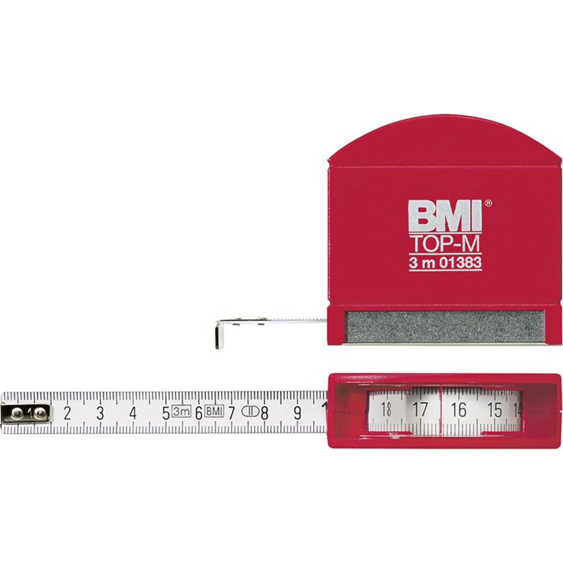 Taschenbandmaß 406 TOP M 3mx13mm weiß Sichtfensterund Edelstahlsohle BMI