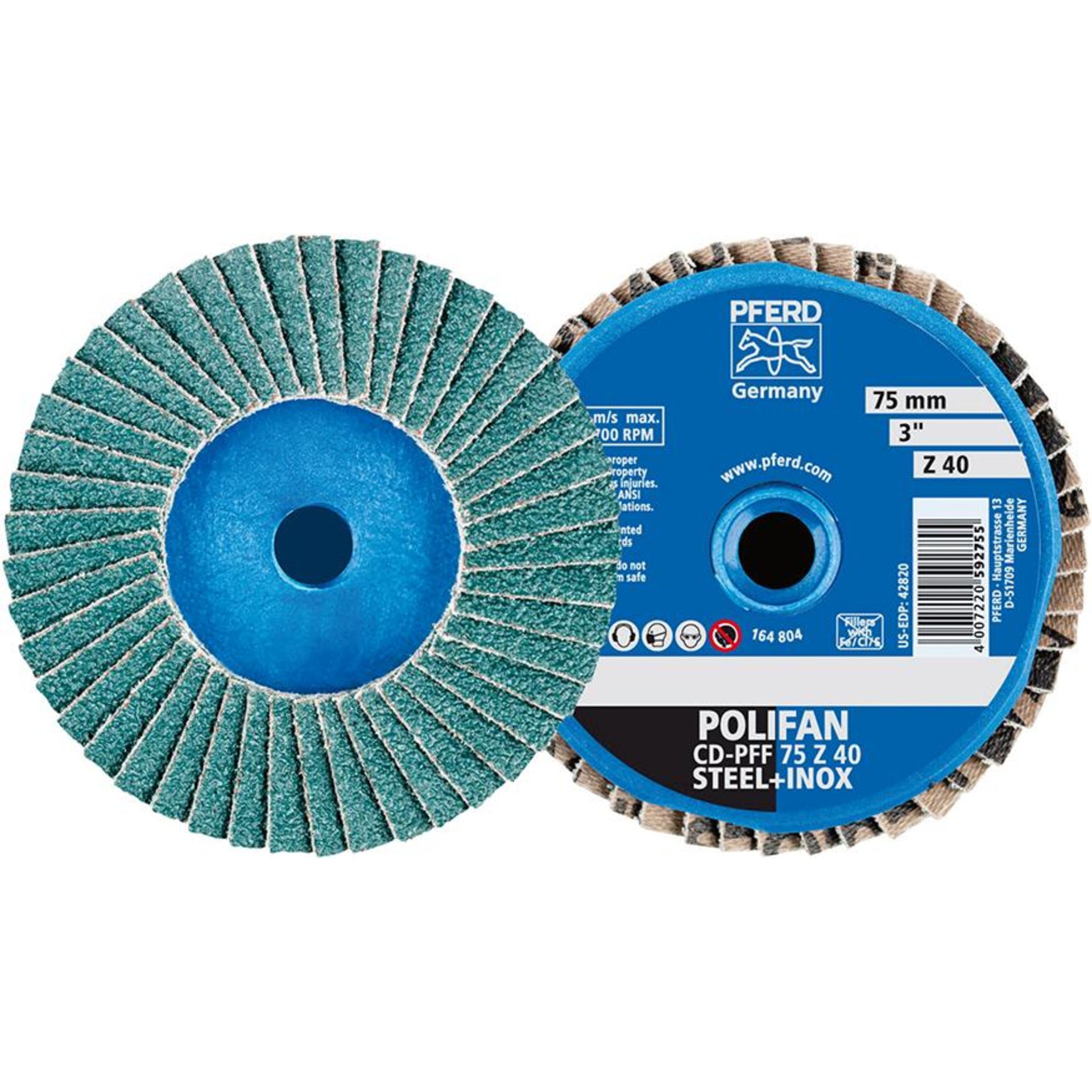 Mini-Polifan COMBIDISC 75mm K 40 Zirkon Pferd
