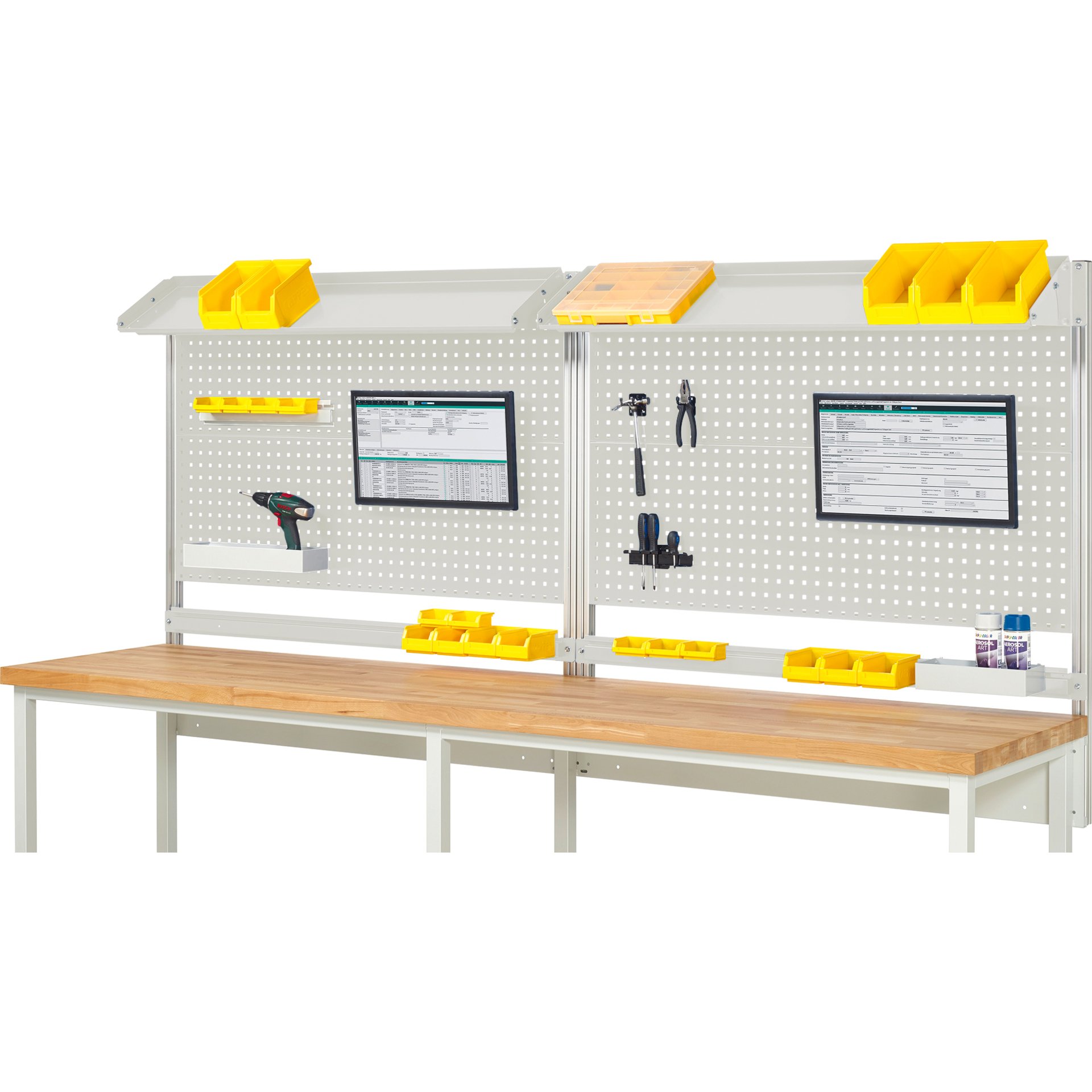 System-Aufbau - Komplettset 02, für Produktbreite 3000 mm, RAL7035/RAL7035