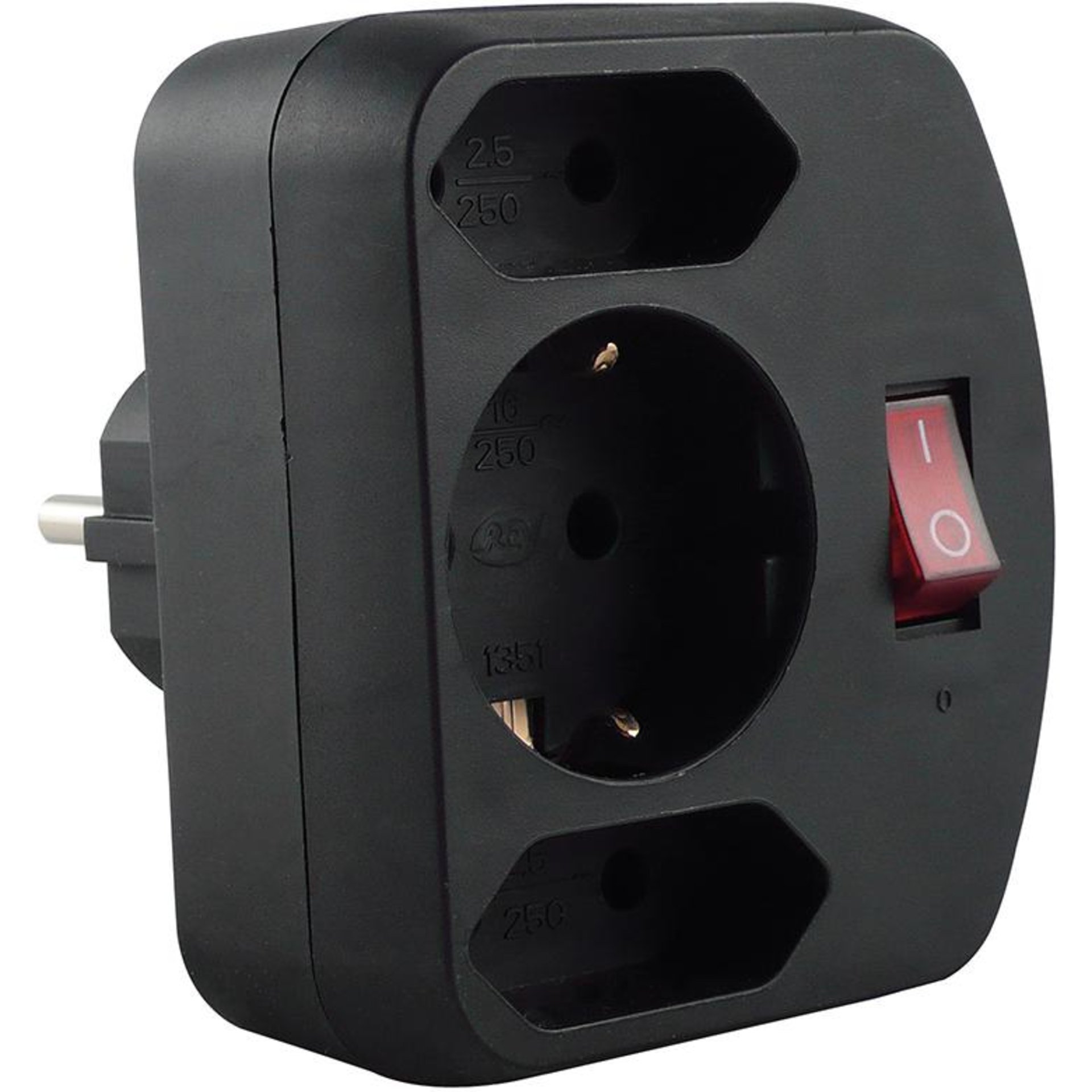 Adapter mit Schalter 2+1-fach schwarz REV REV