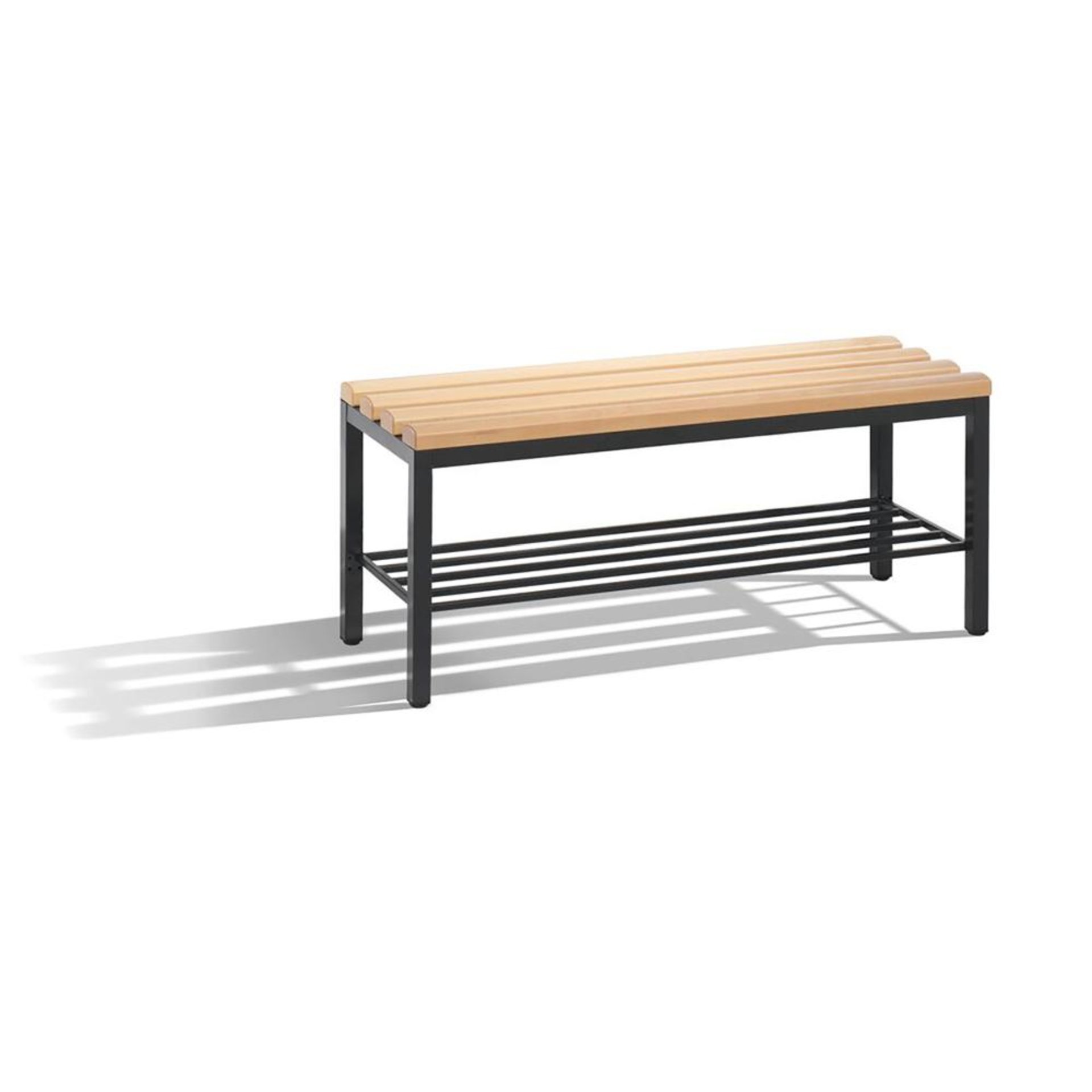 Sitzbank mit 4 Füßen B1000xT353xH420 mm RAL 7021/Hartholz mit Schuhrost CP