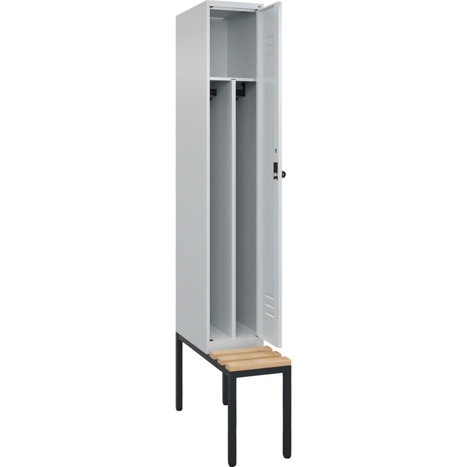 Garderobenschrank Classic PLUS, mit Trennwand unterhalb des Ablagebodens, mit Sitzbank