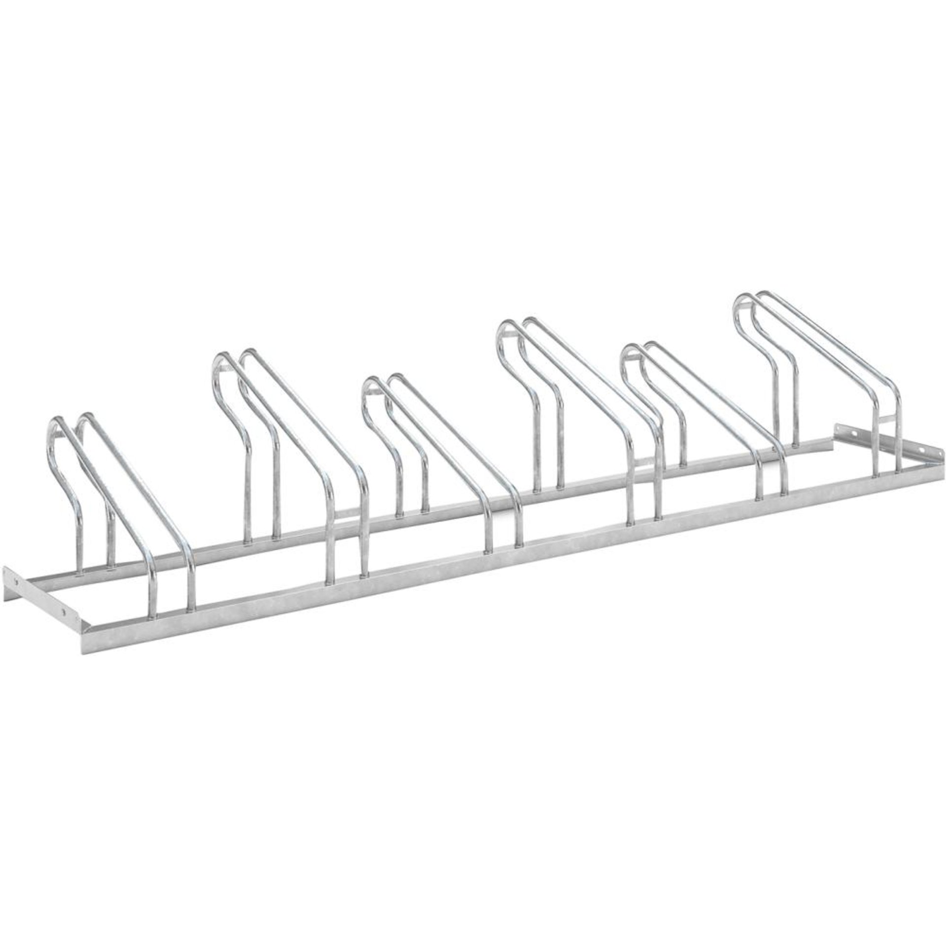 Fahrrad-Bügelparker einseitig, verzinkt L 2100 mm, 6 Plätze