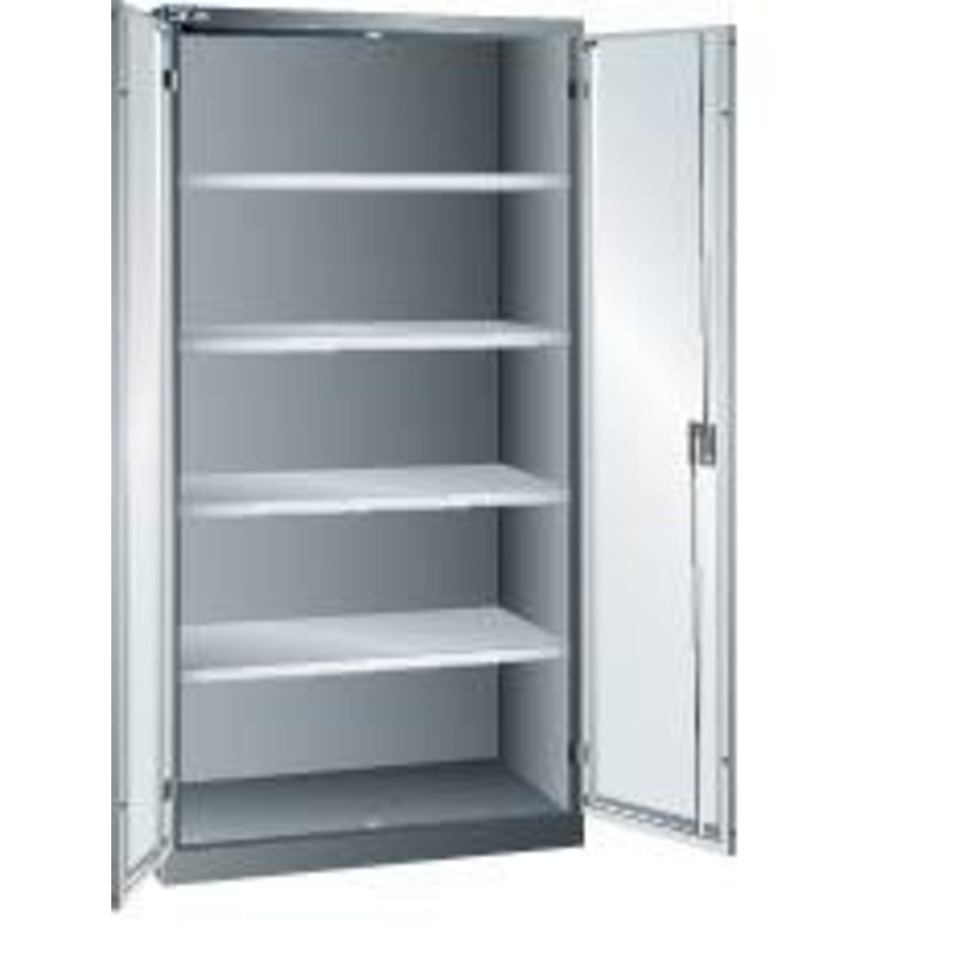Flügeltürenschrank B1000xT580xH1950mm RAL 7035,Vollblechtür 4 Böden
